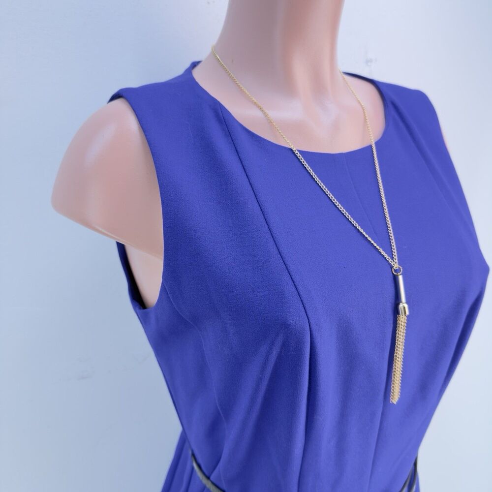 Calvin Klein Blue Dress Full Skirt Fit & Flare Party Sz 8 NWT - Picture 8 of 17